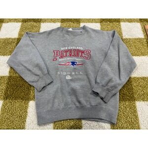 Vintage Riddell New England Patriots Sweatshirt Heather Gray NFL Embroidered L
